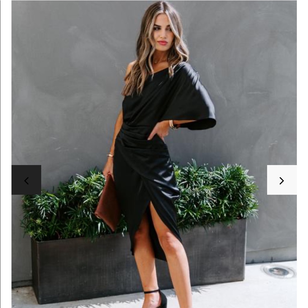 Persimmon One Shoulder Satin Drape Dress